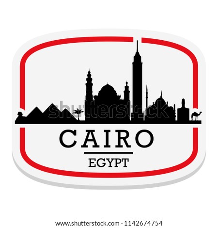Cairo Egypt Label Stamp Icon Skyline City Design Tourism