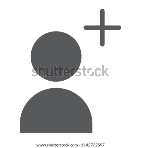 Add contact glyph icon, friend and person, button sign, vector graphics, a solid pattern on a white background, eps 10.