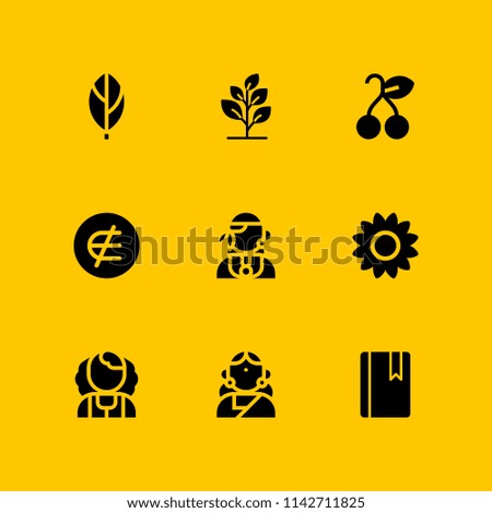 floral icon set. bookmark, leaf and cherry vector icon for graphic design and web