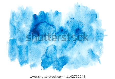 abstract beautiful blue watercolor splashing background.color shades by hand drawing