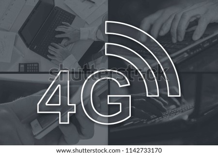 4g network concept illustrated by pictures on background