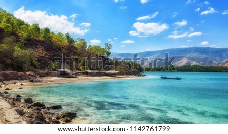 Tropical exotic coastline beach of dili in east timor Royalty-Free Stock Photo #1142761799