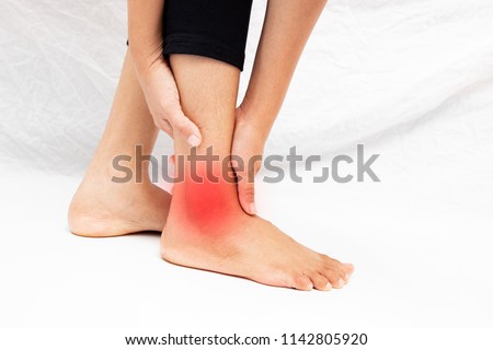 Pain in the foot of the elderly.Symptoms of peripheral neuropathy.
Most symptoms are numbness in the fingertips and foot isolate on white background .