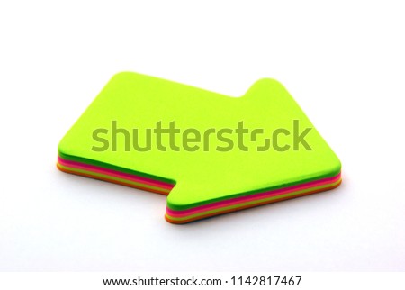 Stack of colorful sticky notes over white