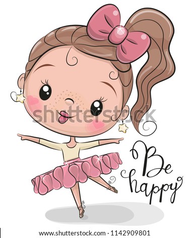Cute Cartoon Ballerina on a white background