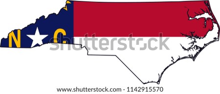 North Carolina State Flag Seal Love Heart United States America American Illustration
