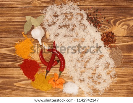 A set of ingredients for pilaf, risotto, paella, rice