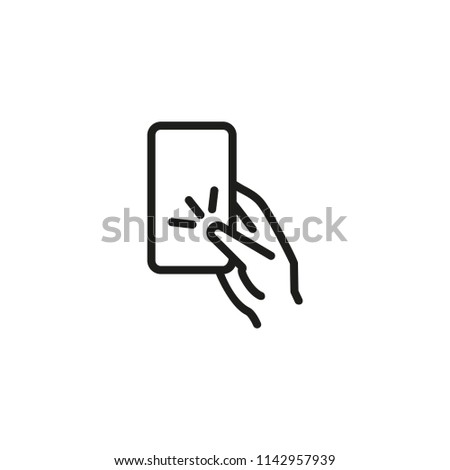 Hand with NFS card line icon. Checkout, customer, money. Payment system concept. Vector illustration can be used for topics like retail, technology, connection Royalty-Free Stock Photo #1142957939