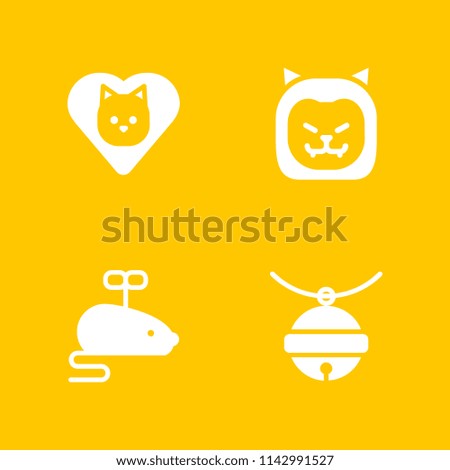 cat icon set. pet bell, mouse toy and lion vector icon for graphic design and web