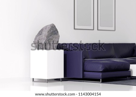 interior in a simple style with a stone in the interior