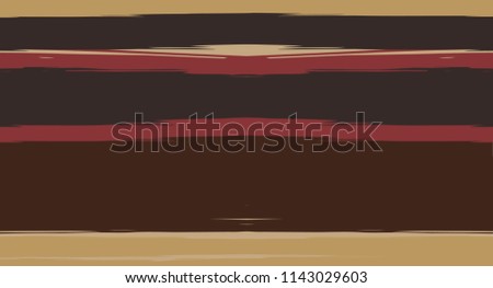Brown Horizontal Watercolor Stripes Seamless Vector Autumn Pattern. Textured Hand Painted Graffiti Lines. Retro Vintage Funky Seamless Sailor Stripes. Uneven Grunge Banner Paintbrush Background