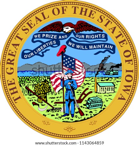 Iowa State Flag Shaped Heart United States America American Illustration