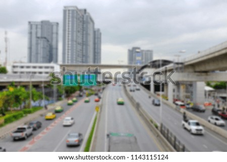 Blur image of good traffic in the holiday morning in bangkok, Thailand.