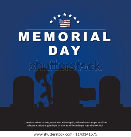 Happy memorial day with night background. Vector illustration