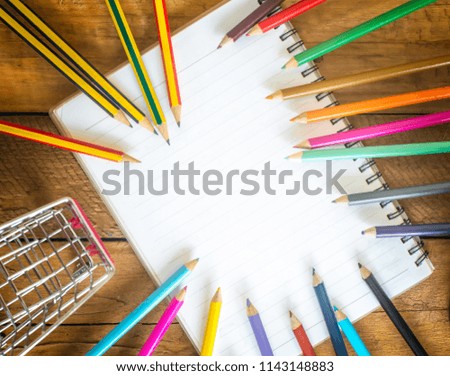 School stationery on table framing - back to School