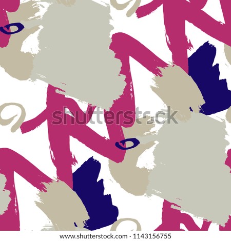 Dry Brush Strokes. Seamless Texture for Textile, Linen, Chintz. Colorful Seamless Ornament in Modern Colors. Vector Abstract Background. Rapport