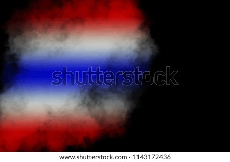 smoke on black background, flag of Thailand from thick colored smoke. 