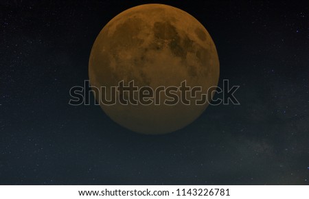 Red moon during lunar eclipse.
