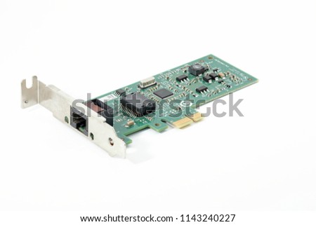 Single ethernet port on hight performance ethernet gigabit controller card low profile isolate on white background