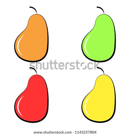 Set of colorful icons pears . on a white background. Design for sticker, label, banner. Vector illustration.