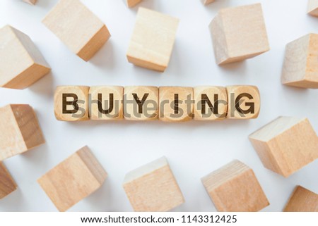 Buying word on wooden cubes