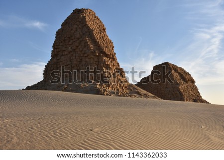 Nuri pyramids in desert in Napata Karima region , Sudan
