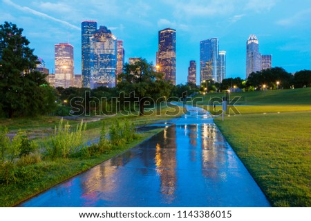 Panorama of Houston at night. Houston, Texas, USA.