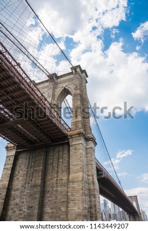 The Brooklyn Bridge is one of the oldest roadway bridge in the United States. The bridge connects the boroughs of Manhattan and Brooklyn,spanning the East River. Brooklyn side is called DUMBO.