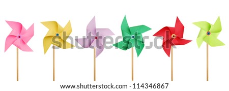 Six pinwheels on white Royalty-Free Stock Photo #114346867