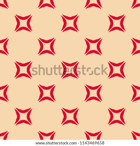 Vector minimalist seamless pattern. Simple geometric texture with small outline rounded squares. Abstract repeat background in red and tan colors. Festive design for decor, textile, wrapping paper