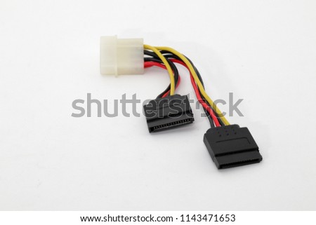 4 pin molex socket to double sata non lock power adapter cable isolated on white background