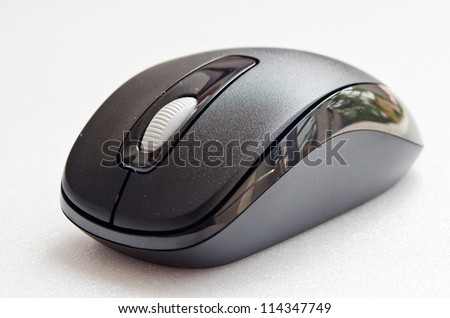 Black computer mouse on white screen, Thailand.