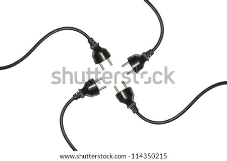 Black electric cable isolated on white