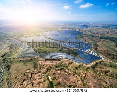 Aerial photo of solar photovoltaic panels outdoors