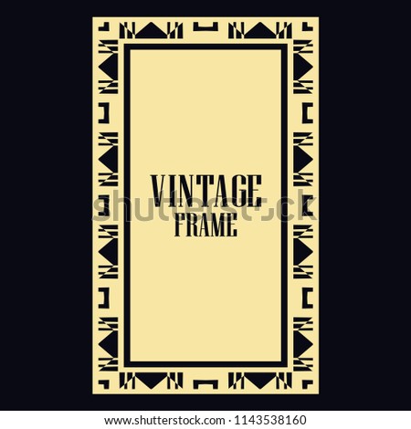 Vintage retro invitation in Art Deco style. Art deco border and frame. Creative template in style of 1920s. Vector illustration. EPS 10