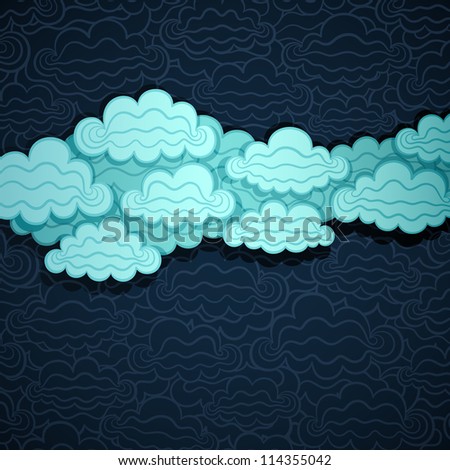 Cloudy sky banner made of fancy paper, vector eps8 illustration