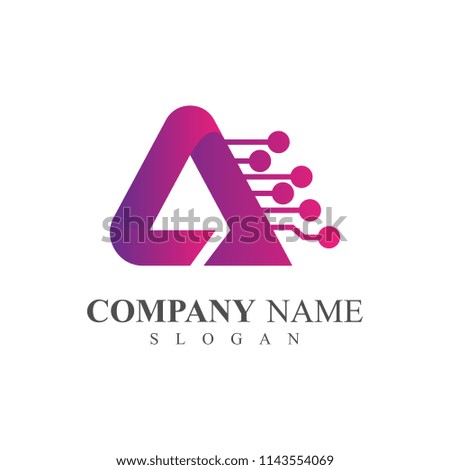 letter a technology logo template