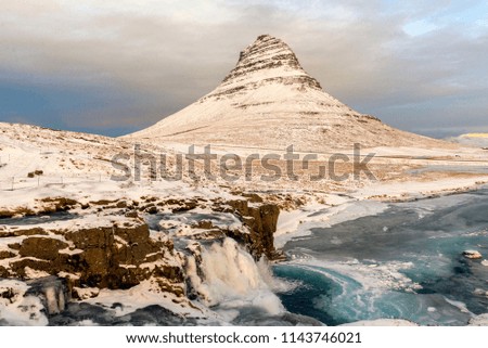 Kirkjufell (Church mountain) is a 463m high mountain on the north coast of Saefellsnes peninsula and famous iceland at winter.