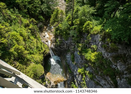 Beautiful mountain waterfall in the Bavarian Alps