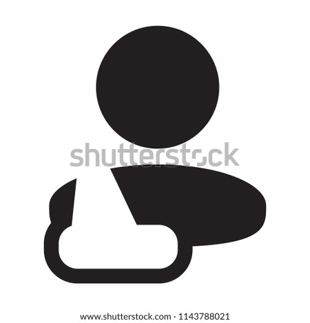 Consultation icon vector of male person profile avatar symbol for injury medical treatment for patient in flat color glyph pictogram illustration