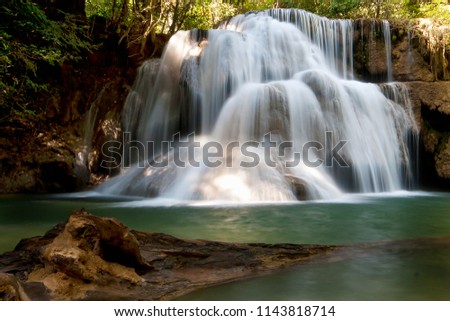 Huay Maekamin Waterfall At Kanchanaburi Thailand