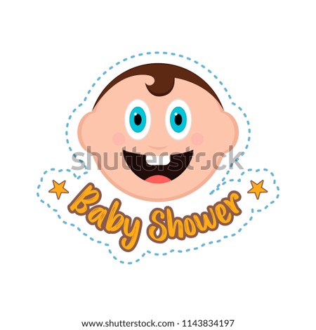 Baby shower label with a baby