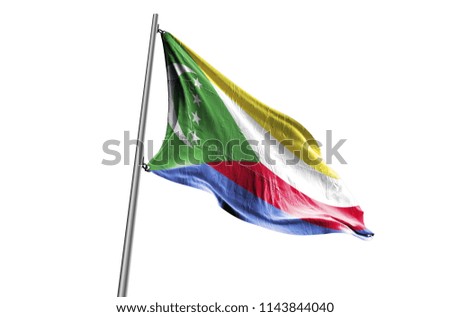 Comoros Flag waving white background