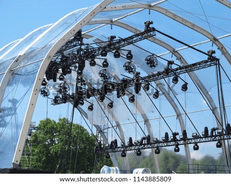 Structures of stage illumination lights equipment, sound and projectors