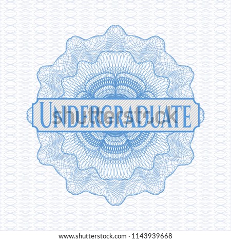 Light blue money style rosette with text Undergraduate inside