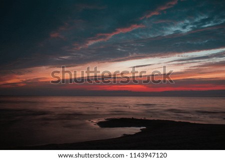 sunset on the sea in the evening