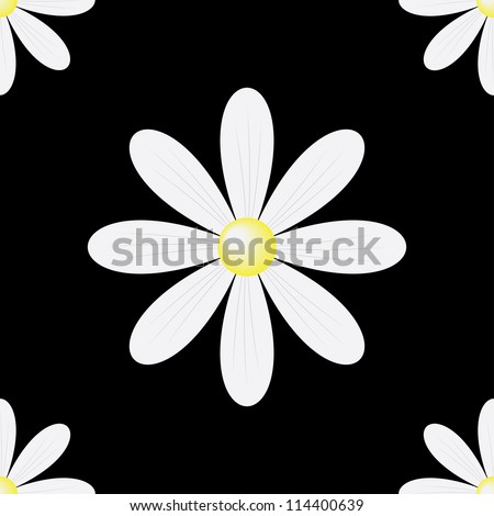 daisy seamless background on a black (vector)