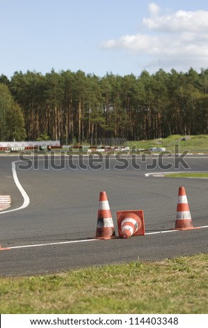 orange striped cones on the motorbike track motoGP