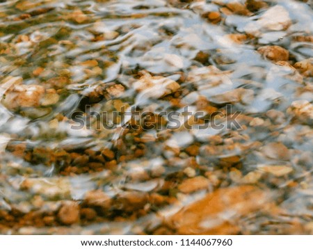 Surface water of the shallow waterfall in the forest