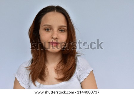 beautiful portrait of a girl on a white background,